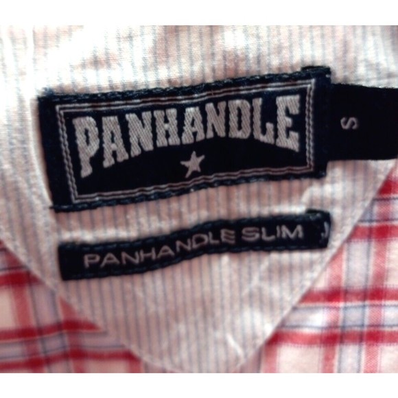 Panhandle Slim Long Sleeve Spell Out Size Small Western Plaid Red White Rodeo - Picture 7 of 11